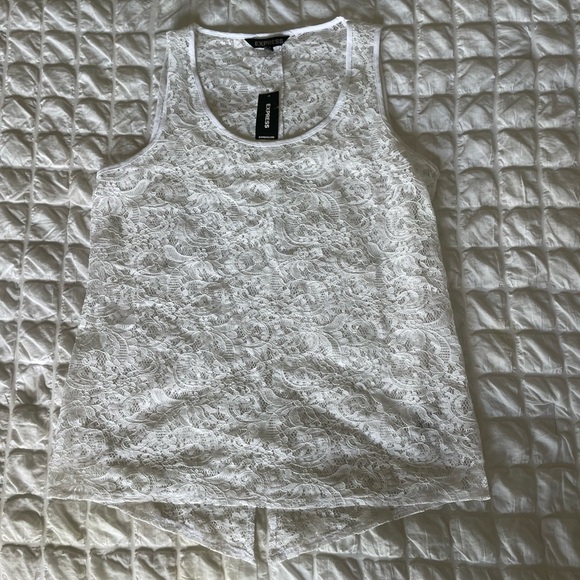Express White Lace Tank Top - Picture 1 of 7